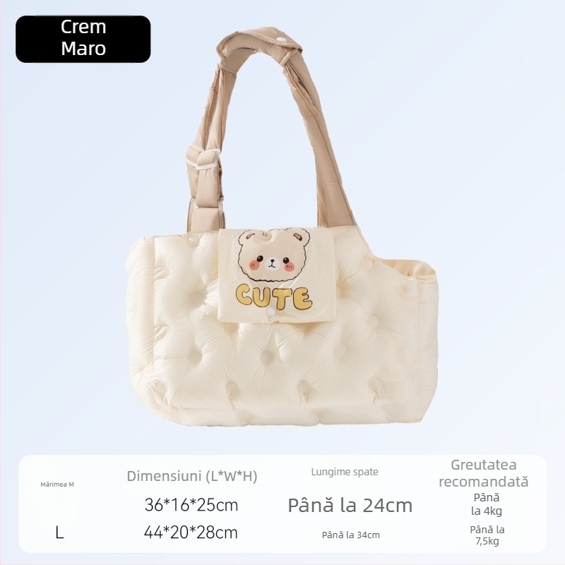 Geantă Sour Bear pentru animale de companie, pentru pisici și câini mici, cu umplutură moale din bumbac 3D, model desen animat, capacitate de până la 7,5 kg