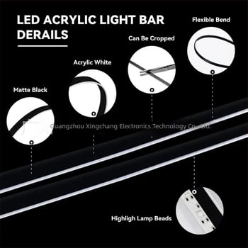 Lampă LED ambientală din acril pentru interiorul mașinii, compatibilitate universală (Acrilic, 15W, 12V, 1,2A, montaj încorporat)
