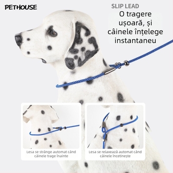 Lesă de dresaj pentru câini, anti-strângere, rezistentă la uzură, pentru câini de talie mare, medie și mică