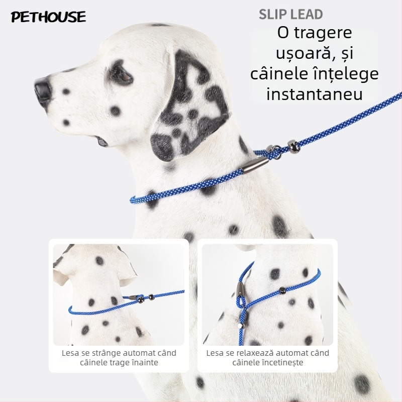 Lesă de dresaj pentru câini, anti-strângere, rezistentă la uzură, pentru câini de talie mare, medie și mică