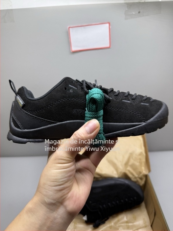 Pantofi de drumeție cu partea superioară din suede, talpă din cauciuc vulcanizat, unisex, talpă joasă, vârf ascuțit