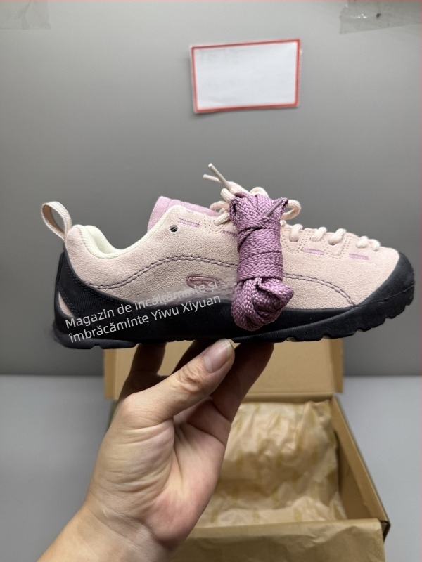 Pantofi de drumeție cu partea superioară din suede, talpă din cauciuc vulcanizat, unisex, talpă joasă, vârf ascuțit