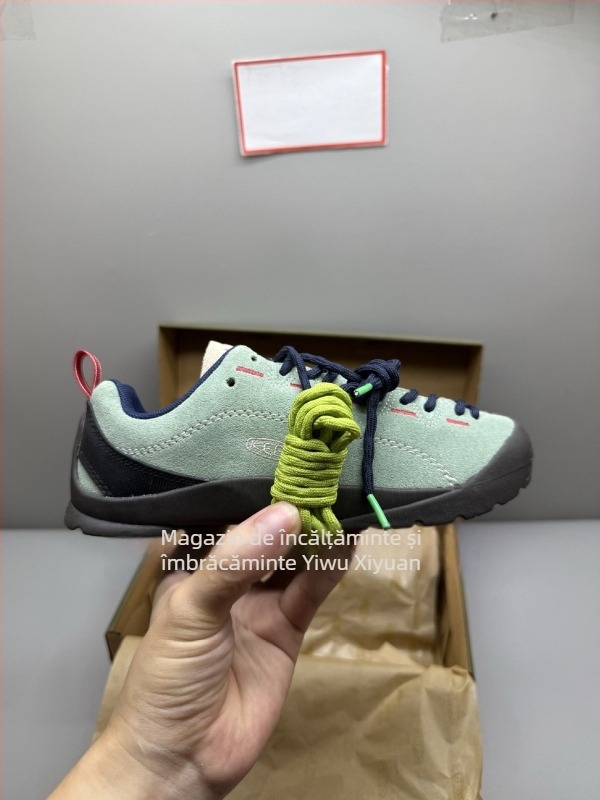 Pantofi de drumeție cu partea superioară din suede, talpă din cauciuc vulcanizat, unisex, talpă joasă, vârf ascuțit