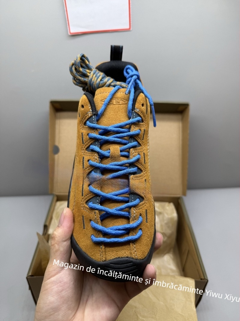 Pantofi de drumeție cu partea superioară din suede, talpă din cauciuc vulcanizat, unisex, talpă joasă, vârf ascuțit