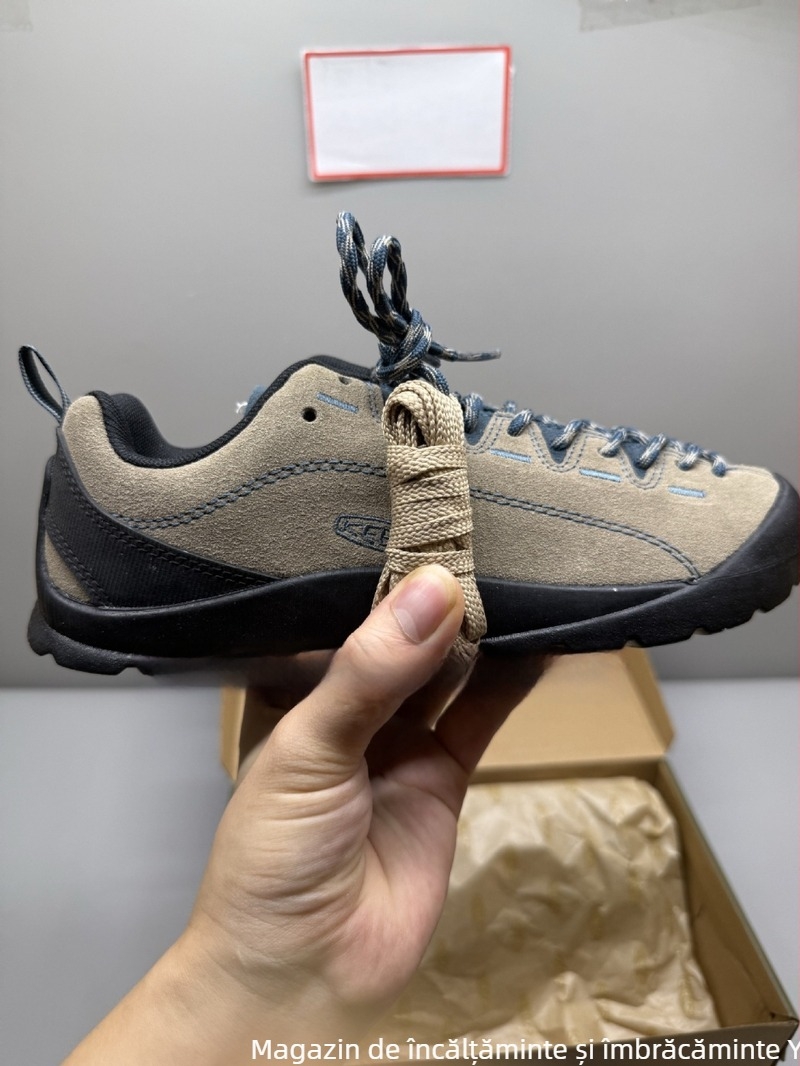 Pantofi de drumeție cu partea superioară din suede, talpă din cauciuc vulcanizat, unisex, talpă joasă, vârf ascuțit