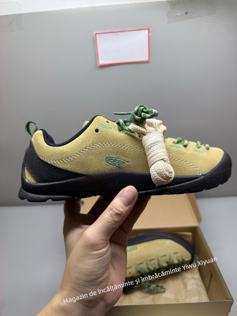 Pantofi de drumeție cu partea superioară din suede, talpă din cauciuc vulcanizat, unisex, talpă joasă, vârf ascuțit