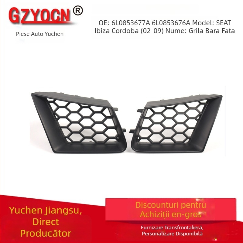 Grila inferioară frontal pentru admisie aer Seat Ibiza Cordoba 2002-2009 | ABS plastic | Montaj: bara față | Numere de piese: 6L0853677A, 6L0853676A