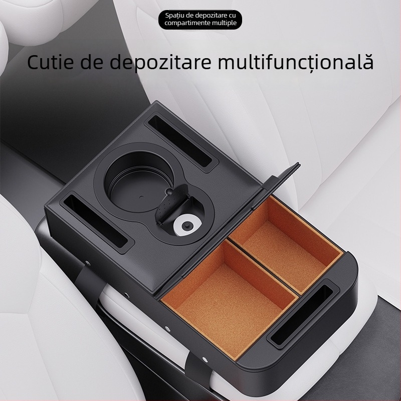 Organizator central pentru cotiera auto – Piele, Potrivire universală, Greutate 500 g, Spațiu de depozitare cinci într-unul
