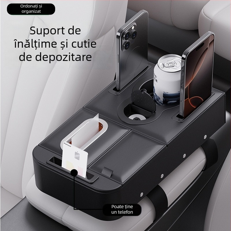 Organizator central pentru cotiera auto – Piele, Potrivire universală, Greutate 500 g, Spațiu de depozitare cinci într-unul