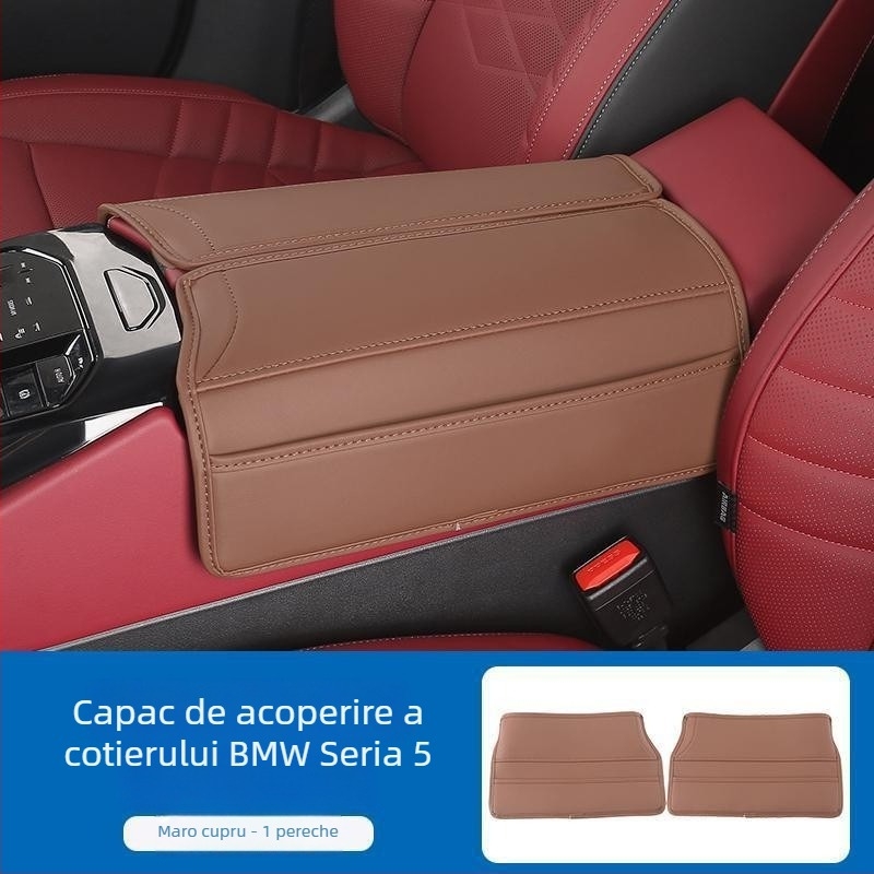 Husă din piele pentru cotiera BMW Seria 5 i5, set de 2 piese, protecție pentru spațiul central, origine Guangzhou, personalizare disponibilă, 24 de stiluri