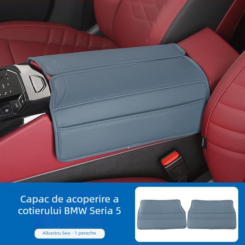 Husă din piele pentru cotiera BMW Seria 5 i5, set de 2 piese, protecție pentru spațiul central, origine Guangzhou, personalizare disponibilă, 24 de stiluri
