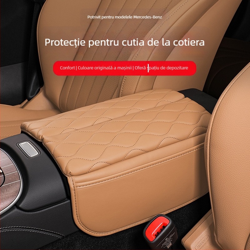 Pad protector pentru cotieră centrală Mercedes-Benz, înălțire a cotului, compatibil cu E-Class E300L, C-Class C260L și GLC