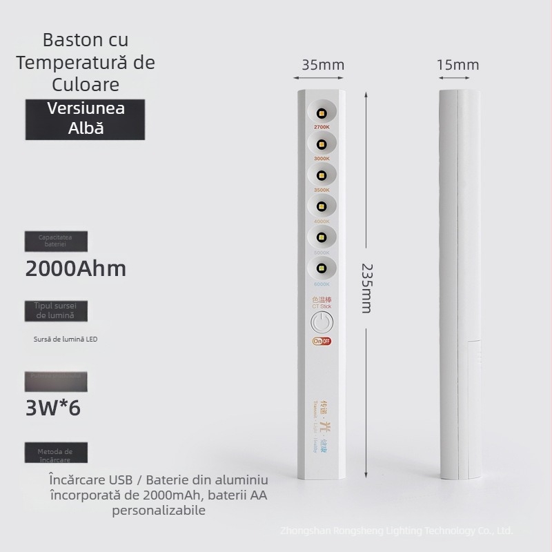 LED baston multifuncțională cu temperatură a culorii — instrument portabil de măsurare a temperaturii culorii (3W, 5V, 200 lm, IP40)