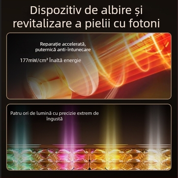 Dispozitiv LED pentru tratament facial cu lumină albastră și roșie, pentru uz casnic, portabil, baterie 2000–4000mAh încorporată, IPX4 rezistent la apă, albire și rejuvenare a pielii
