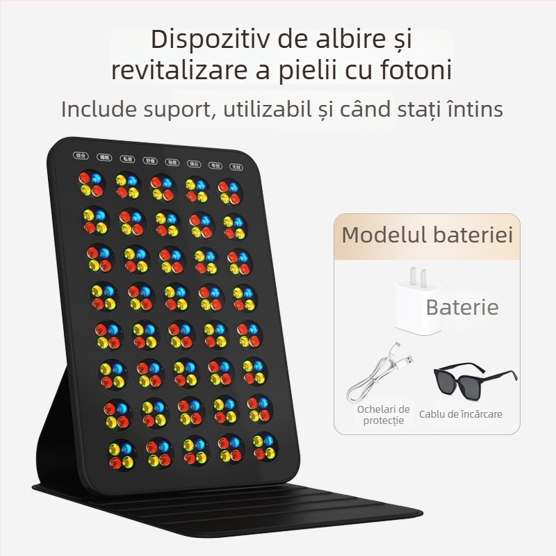 Dispozitiv LED pentru tratament facial cu lumină albastră și roșie, pentru uz casnic, portabil, baterie 2000–4000mAh încorporată, IPX4 rezistent la apă, albire și rejuvenare a pielii