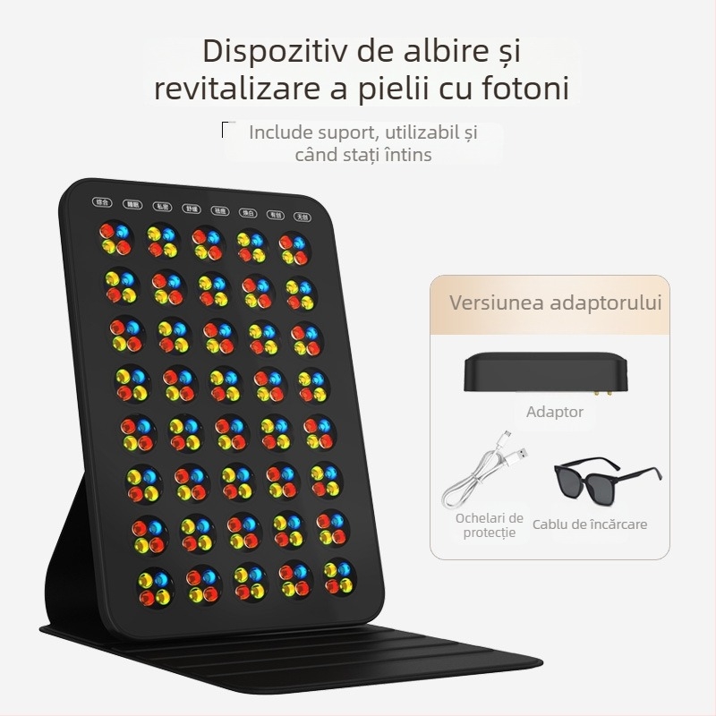 Dispozitiv LED pentru tratament facial cu lumină albastră și roșie, pentru uz casnic, portabil, baterie 2000–4000mAh încorporată, IPX4 rezistent la apă, albire și rejuvenare a pielii