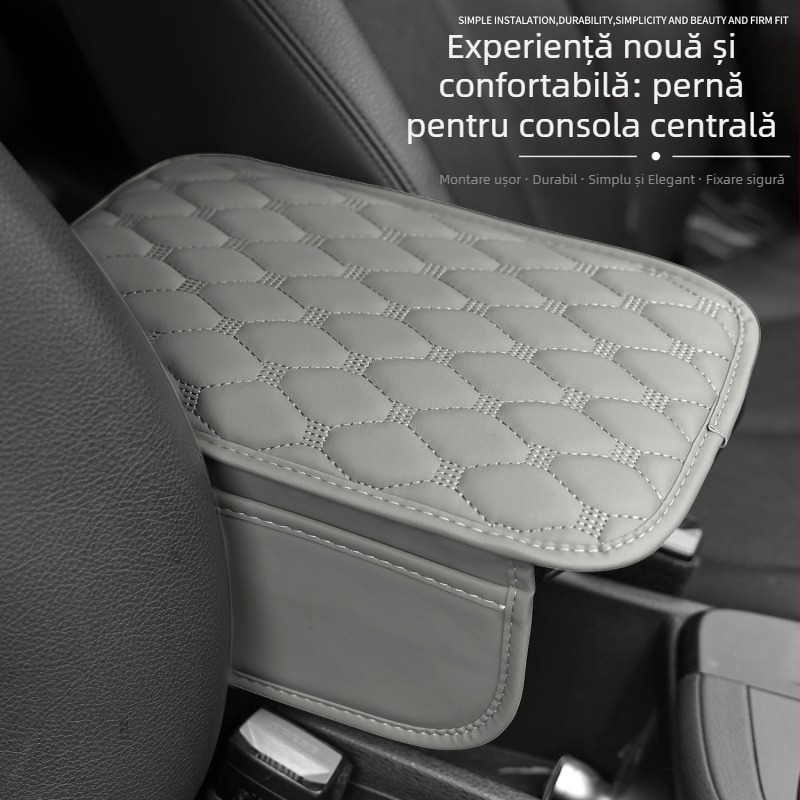 Pernă/acoperire din piele pentru consola centrală a mașinii cu buzunar – potrivire universală, marcă Zd, personalizare disponibilă