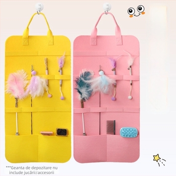 Sac de depozitare jucării de pisică — Material nețesut, Model Cartoon, Afișaj pentru jucării pe perete, Pliabil, pentru jucăriile pisicii și a câinelui