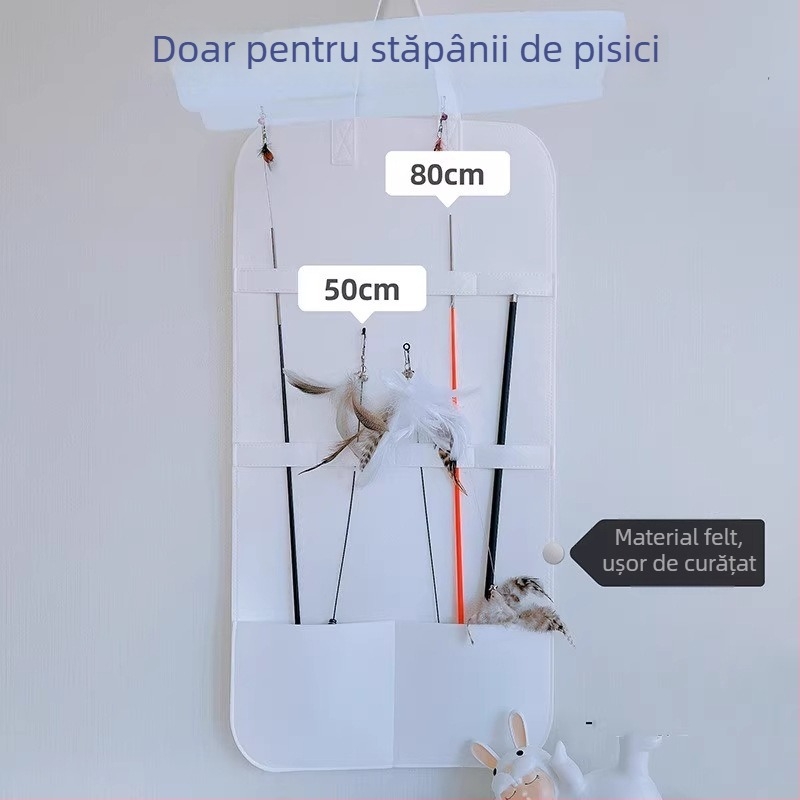 Sac de depozitare jucării de pisică — Material nețesut, Model Cartoon, Afișaj pentru jucării pe perete, Pliabil, pentru jucăriile pisicii și a câinelui