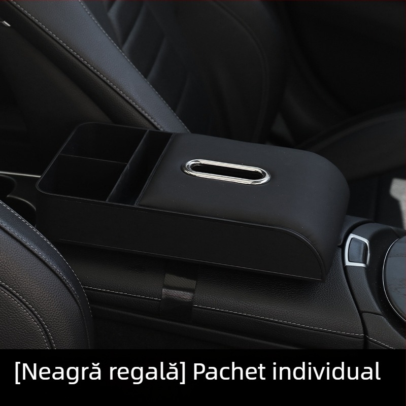 Cutie de șervețele auto cu spațiu de depozitare în brațar, din piele, model 005, compatibil universal, personalizare disponibilă