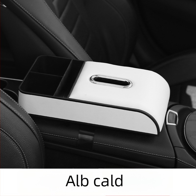 Cutie de șervețele auto cu spațiu de depozitare în brațar, din piele, model 005, compatibil universal, personalizare disponibilă