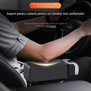 Perna centrală din piele pentru mașină, cutie de depozitare multifuncțională și suport pentru pahar, universală, personalizabilă