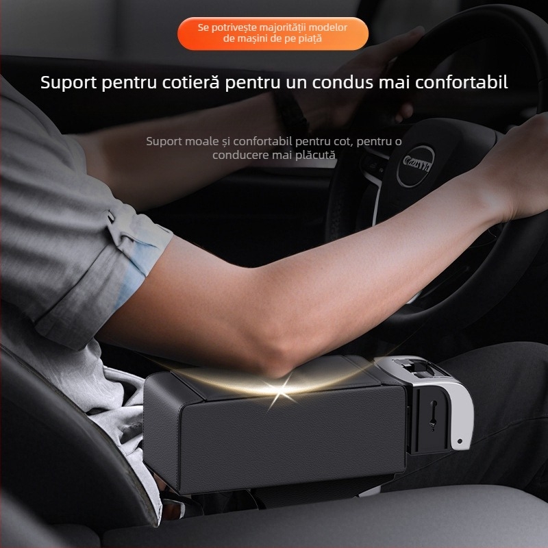 Perna centrală din piele pentru mașină, cutie de depozitare multifuncțională și suport pentru pahar, universală, personalizabilă