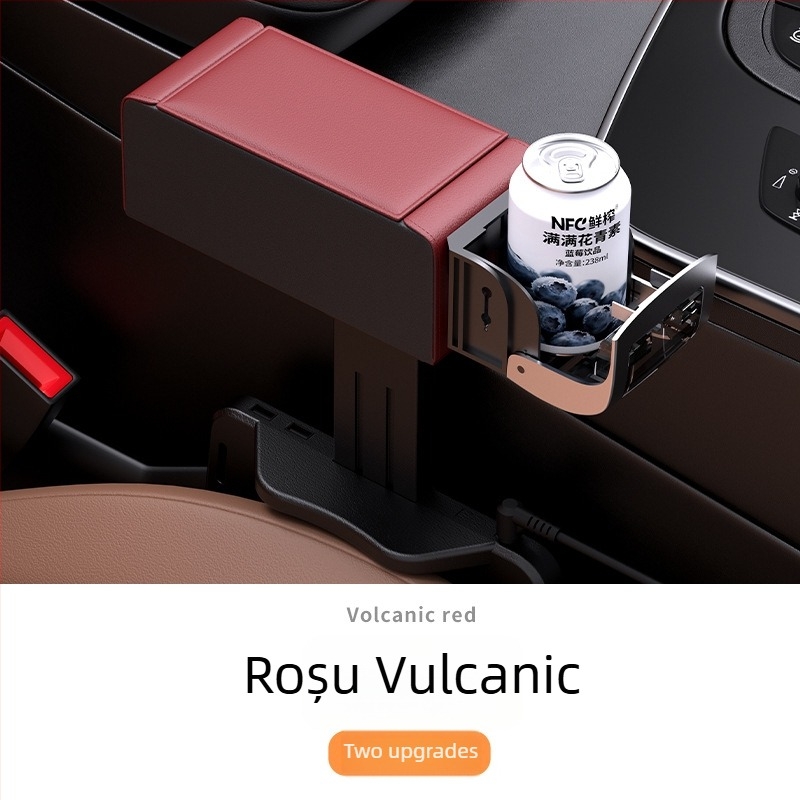 Perna centrală din piele pentru mașină, cutie de depozitare multifuncțională și suport pentru pahar, universală, personalizabilă