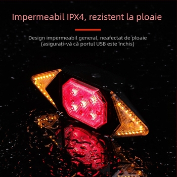 Meilong Kit de lumini pentru bicicletă, încărcare USB - far față și far spate, impermeabil