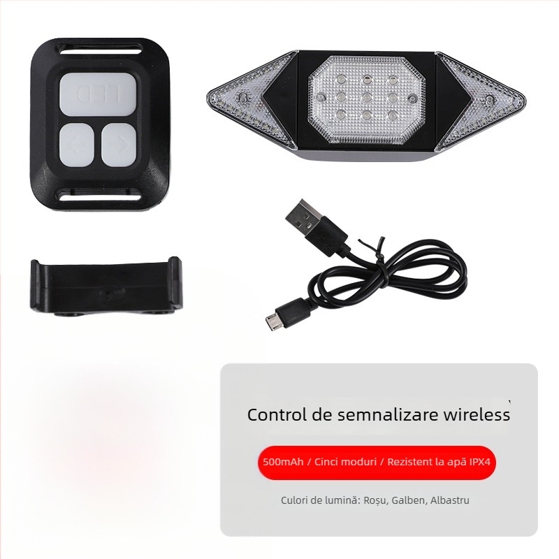 Meilong Kit de lumini pentru bicicletă, încărcare USB - far față și far spate, impermeabil