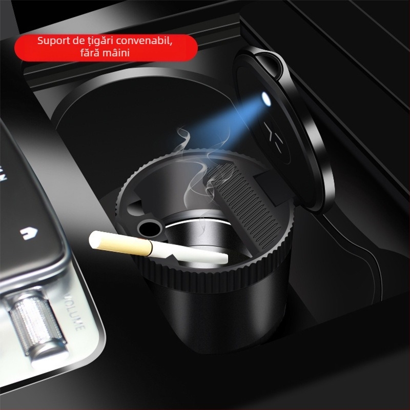 Scrumieră metalică pentru mașină cu capac, universală, utilizare în diferite scenarii, Grade A, 160 g, Brand Car Card Bowl, finisare: Șlefuire, personalizabil