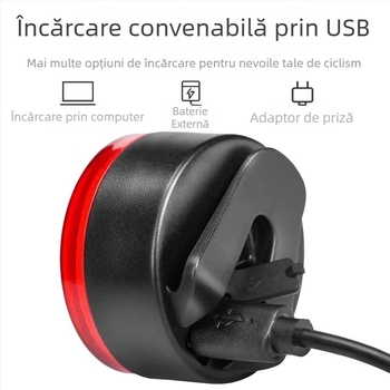 Lampa spate pentru bicicletă – design creativ, încărcabilă, pentru biciclete de munte și de drum