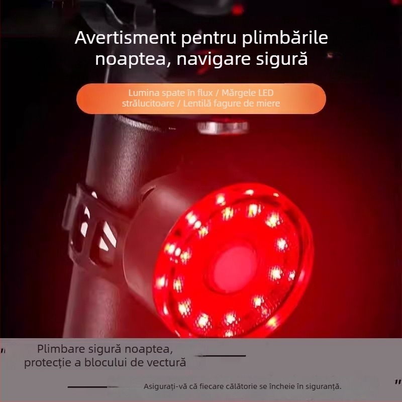 Lampa spate pentru bicicletă – design creativ, încărcabilă, pentru biciclete de munte și de drum