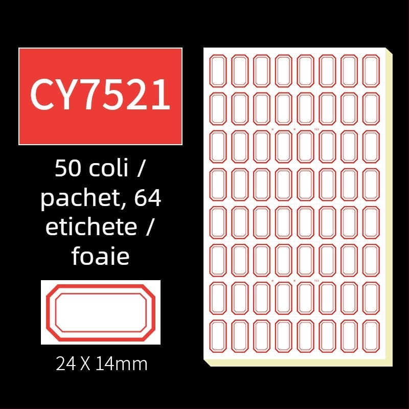 Etichete autocolante scrise de mână, model CY7520, 68 etichete pe pagină, licențiată etichetă privată