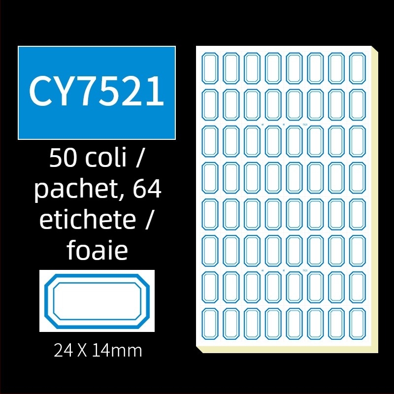 Etichete autocolante scrise de mână, model CY7520, 68 etichete pe pagină, licențiată etichetă privată