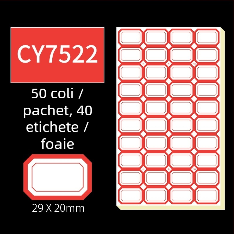 Etichete autocolante scrise de mână, model CY7520, 68 etichete pe pagină, licențiată etichetă privată