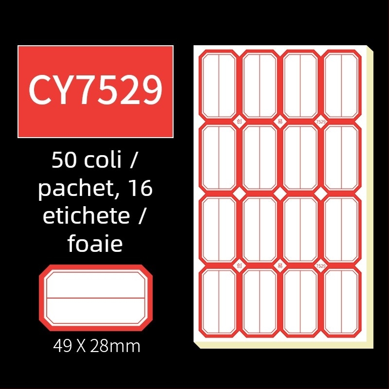 Etichete autocolante scrise de mână, model CY7520, 68 etichete pe pagină, licențiată etichetă privată