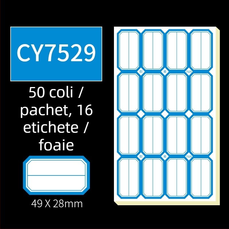 Etichete autocolante scrise de mână, model CY7520, 68 etichete pe pagină, licențiată etichetă privată