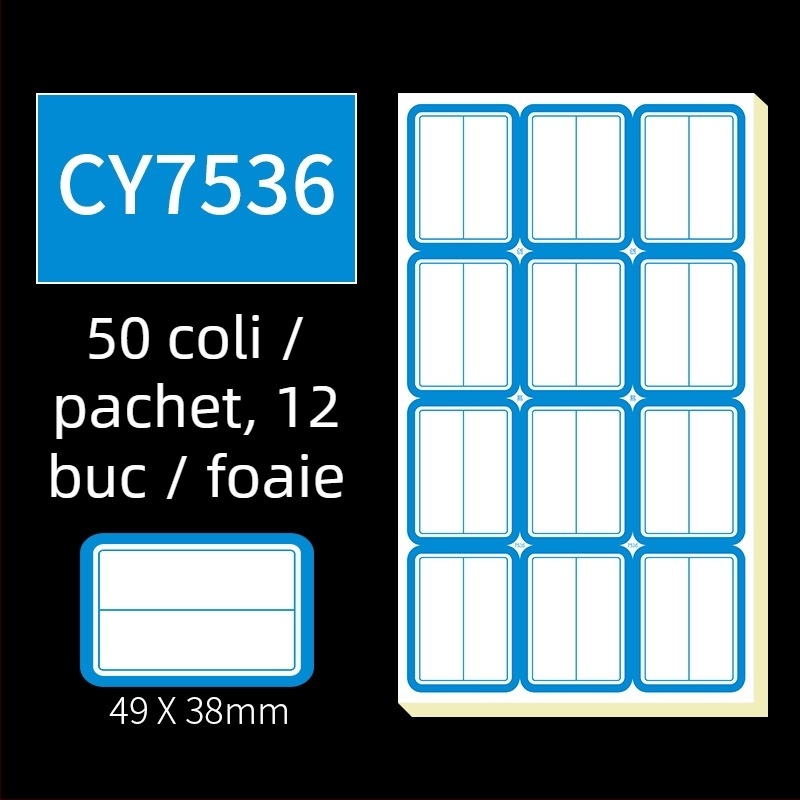 Etichete autocolante scrise de mână, model CY7520, 68 etichete pe pagină, licențiată etichetă privată
