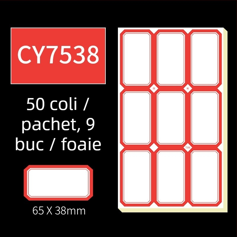 Etichete autocolante scrise de mână, model CY7520, 68 etichete pe pagină, licențiată etichetă privată