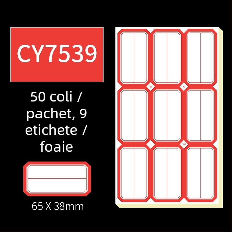 Etichete autocolante scrise de mână, model CY7520, 68 etichete pe pagină, licențiată etichetă privată