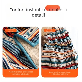 Cuvertură sherpa ultra-moale cu model geometric, din poliester, 300–500 g, imprimare digitală, personalizabilă