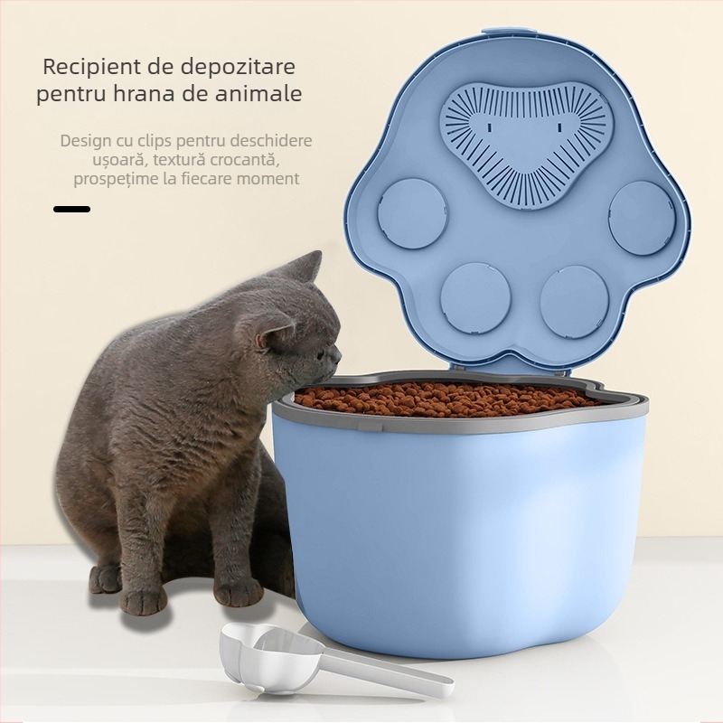 Recipient de depozitare a hranei pentru câini și pisici, material PP, capacitate 4-6 kg