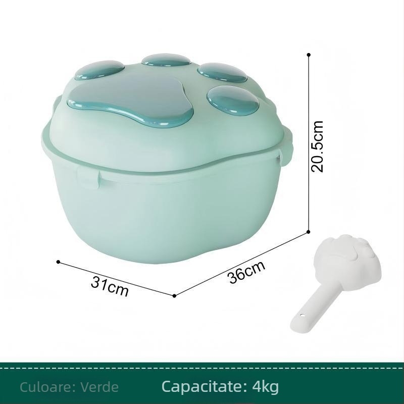 Recipient de depozitare a hranei pentru câini și pisici, material PP, capacitate 4-6 kg