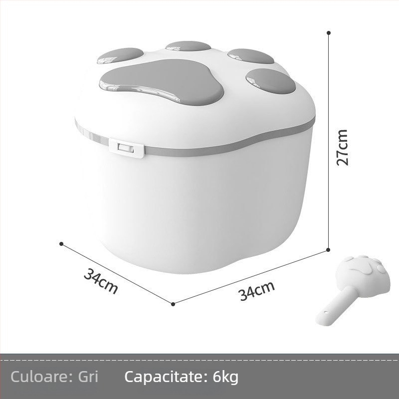 Recipient de depozitare a hranei pentru câini și pisici, material PP, capacitate 4-6 kg