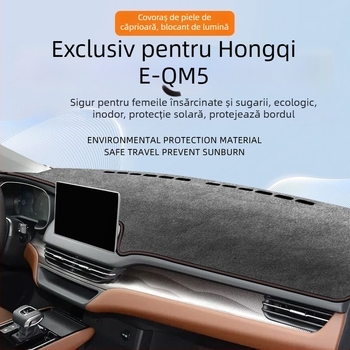 Covor pentru protecție a bordului Hongqi EQM5 (2021–2025), destinat consolei centrale, izolație termică și protecție UV, piele microfibră
