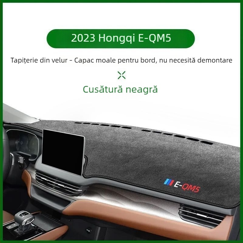 Covor pentru protecție a bordului Hongqi EQM5 (2021–2025), destinat consolei centrale, izolație termică și protecție UV, piele microfibră