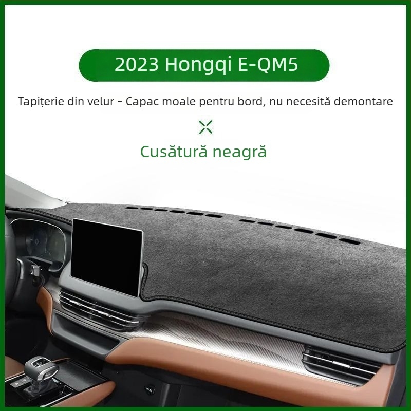 Covor pentru protecție a bordului Hongqi EQM5 (2021–2025), destinat consolei centrale, izolație termică și protecție UV, piele microfibră