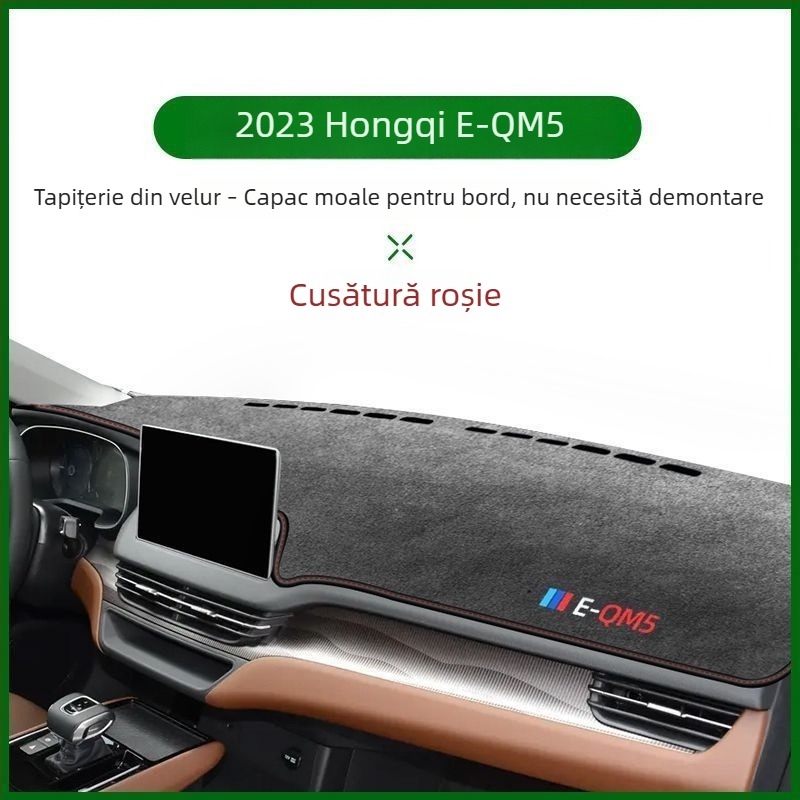 Covor pentru protecție a bordului Hongqi EQM5 (2021–2025), destinat consolei centrale, izolație termică și protecție UV, piele microfibră