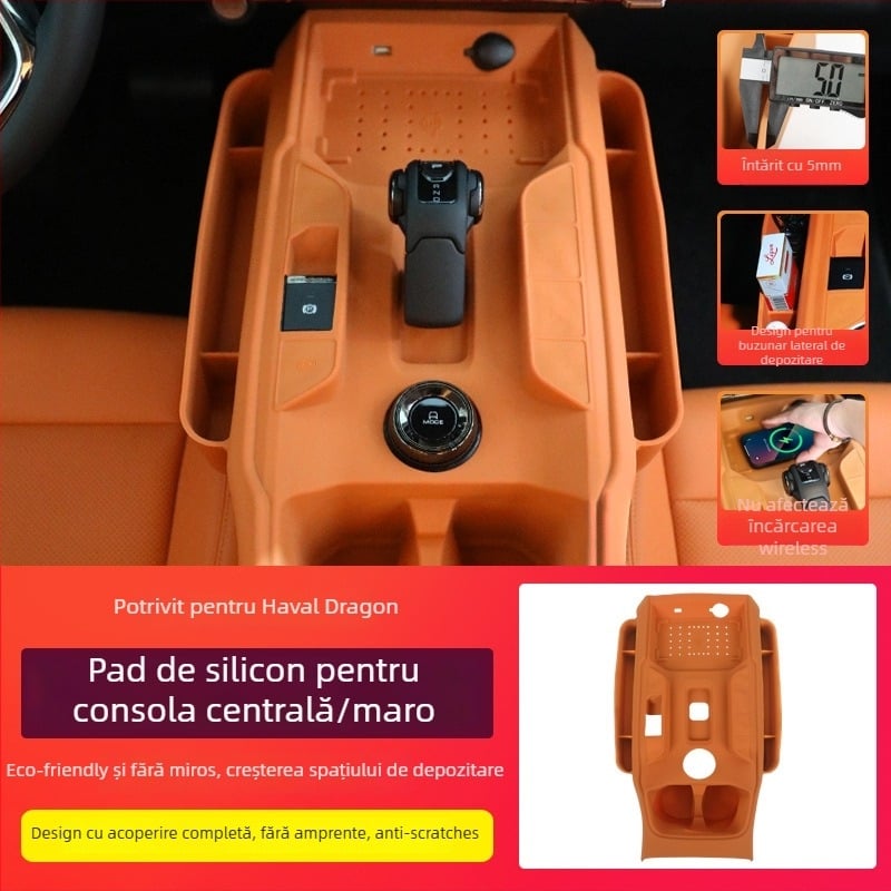 Covoraș din silicon pentru compartimentul de depozitare din consola centrală Haval, a doua generație, anti-derapare, anti-zgârieturi